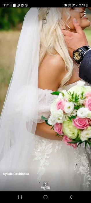 Suknia ślubna księżniczka xs 2023 z trenem 164cm