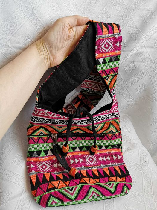 Torebka z materiału wzory etniczne wielokolorowa