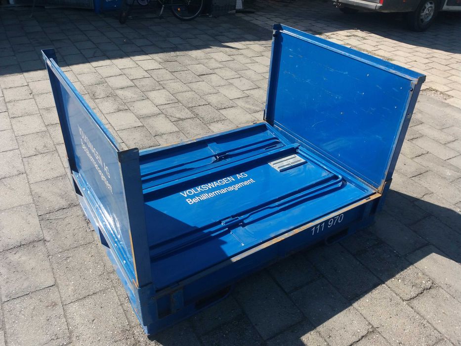 paleta, skrzynia metalowa składana, mocna, solidna, tara ~205 kg