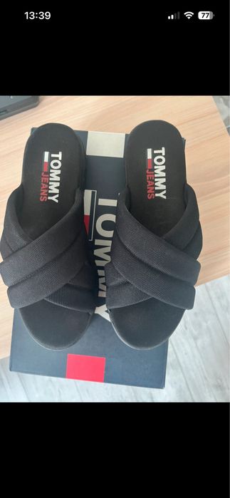 Klapki Tommy Hilfiger koturny wygodne stan idealny