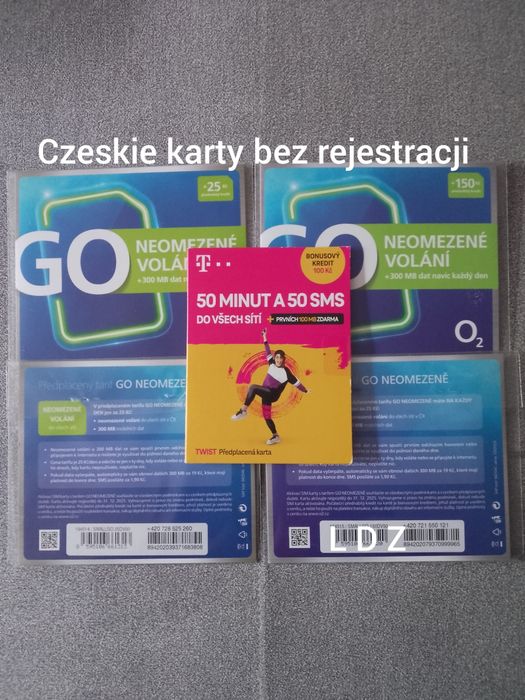 Anonimowe Czeskie karty sim  nie zarejestrowane Działające startery