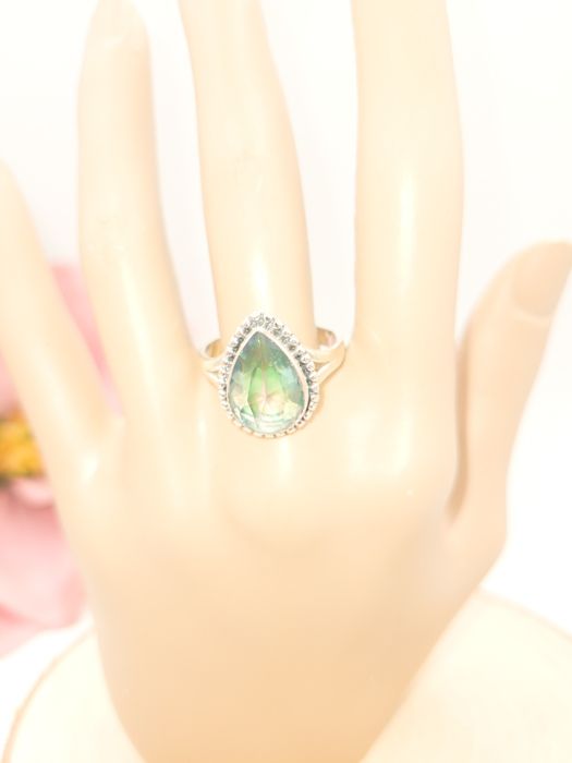 Srebrny pierścionek pr 925 Topaz mistyczny nowe