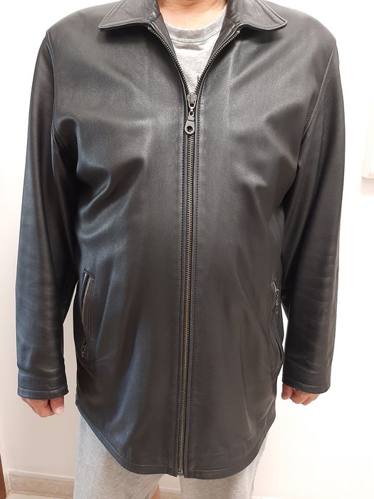 Casaco homem preto pele, boa qualilade