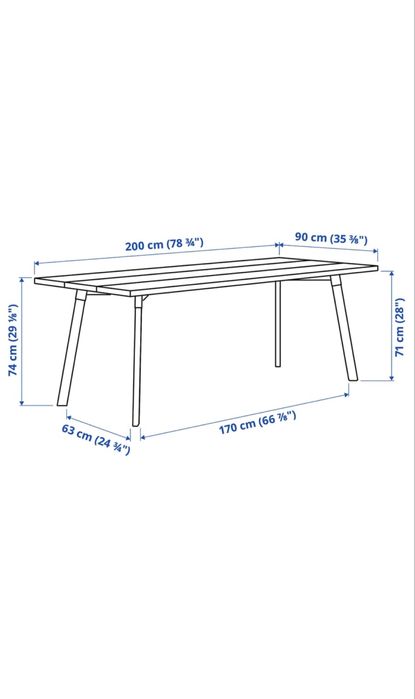 Mesa de refeição 200x90