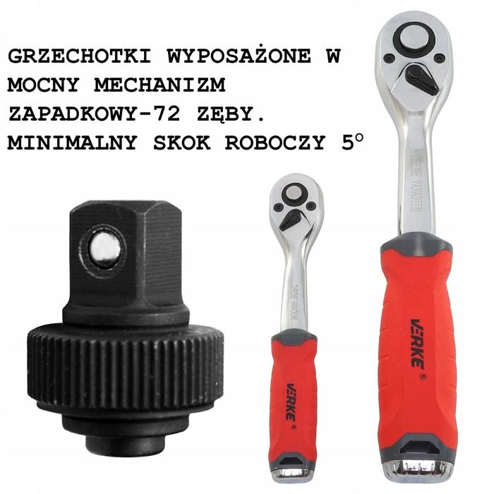 KLUCZE Nasadowe 108ZESTAW Kluczy Nasadowych Narzędzi BITY Torx Grzehot