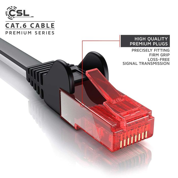 CSL 301454 Kabel sieciowy płaski Cat6 U/UTP RJ45 Ethernet GIGABIT 25cm