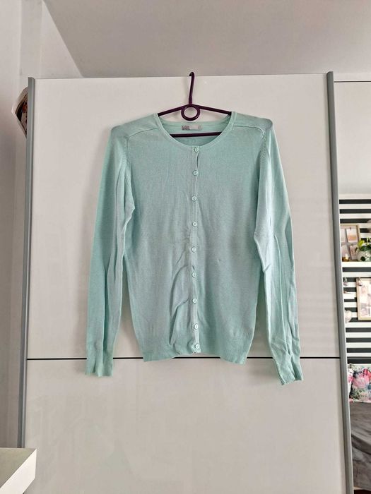 Rozpinany sweter rozmiar S miętowy wygodny cozy na jesień zimę