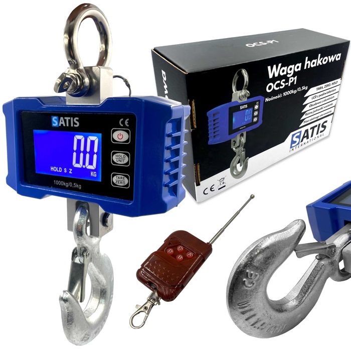 Waga hakowa przemysłowa na magazyn wisząca LCD 1000kg/0,5kg