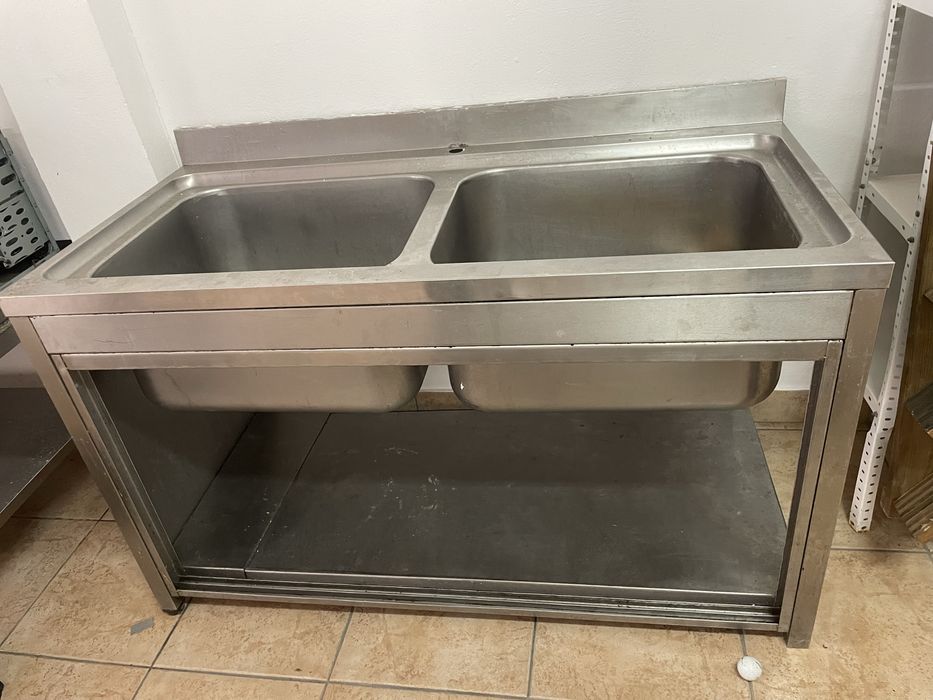 Lava loiça de aço inoxidavél de cuba dupla
