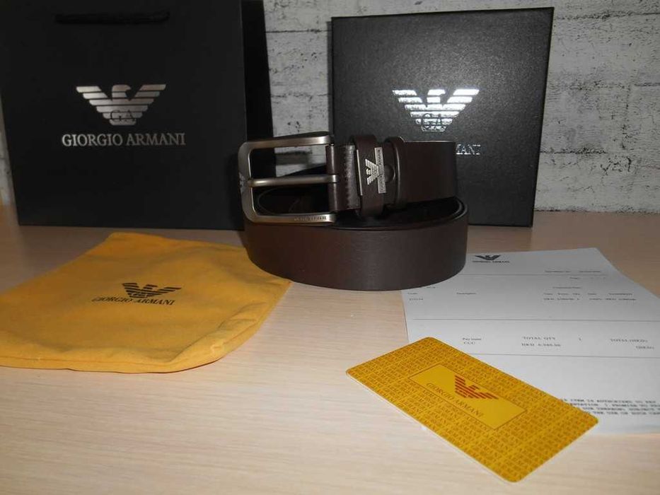 Emporio Armani pasek firmowy, skóra naturalna, Włochy 331