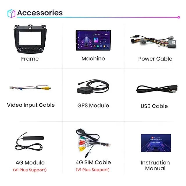 Rádio 10" android HONDA ACCORD 7 de 2/32GB CARPLAY WIFI GPS Novo