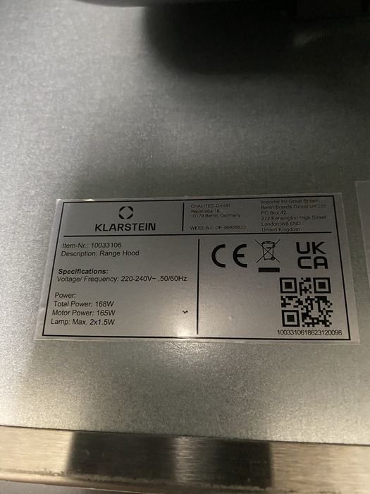 Острівна витяжка з Німеччини Klarstein Kronleuchter 10033106