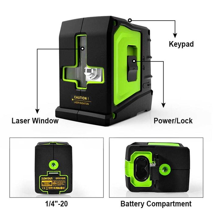 Лазерный уровень ZOKOUN GF011G/R із зеленим променем