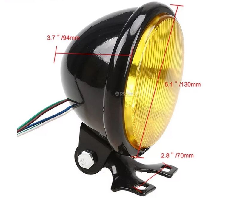 Farol frontal amarelo ou transparente moto cafe racer