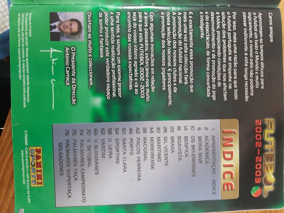 Caderneta Futebol, Época 2002-2003 Panini