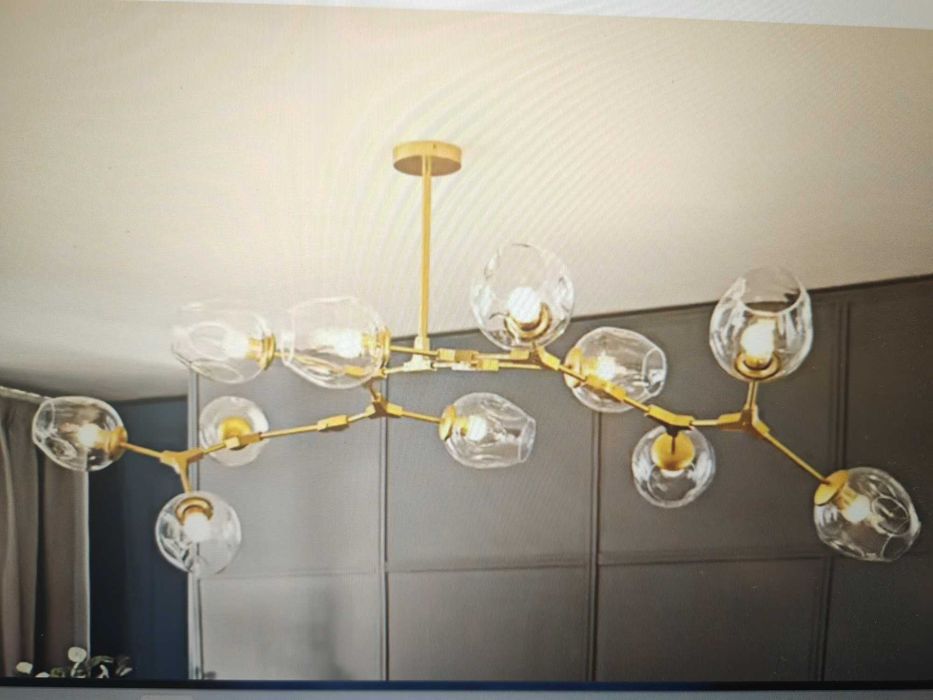 Żyrandol złoty molekularny Loft glamour  8 i 6 ramienny