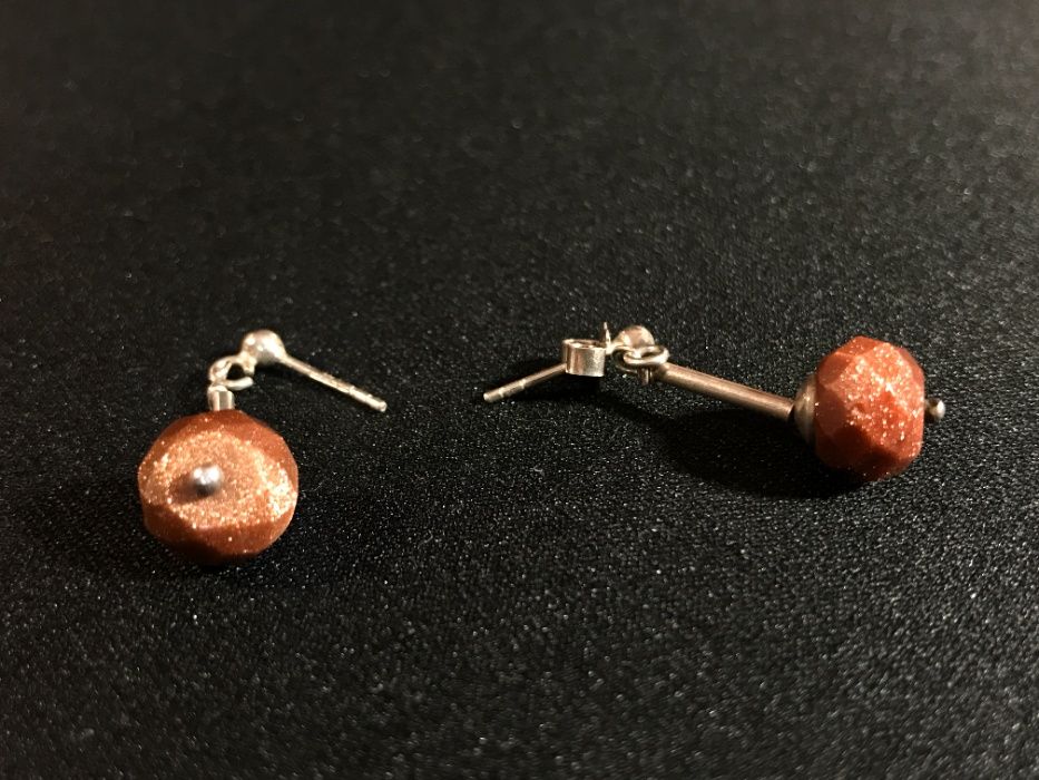 #34 Oryginalne, srebrne kolczyki z "piaskiem pustyni"