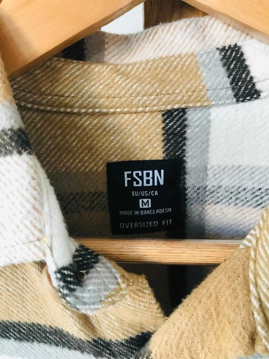 Ciepła Koszula w Kratę FSBN M | Karmelowa | Stan Nowy
