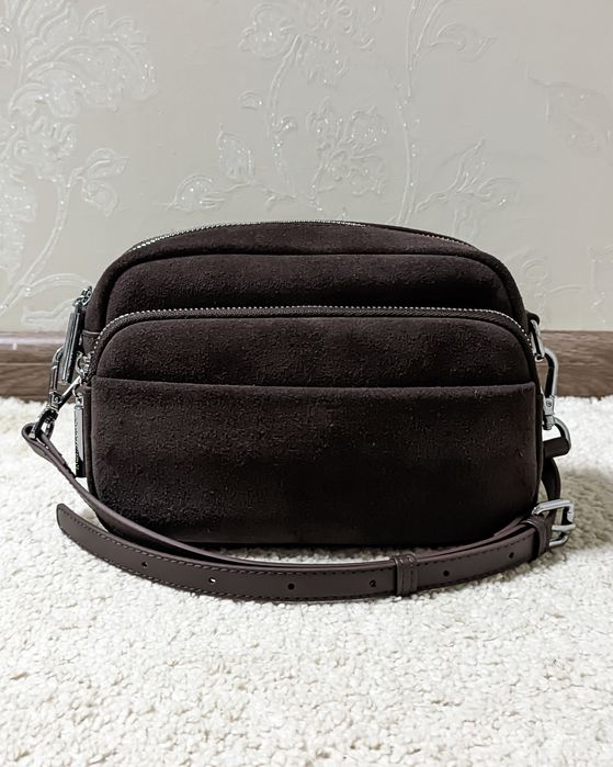 Женская сумка кроссбоди из натуральной замши Polina & Eiterou шоколад