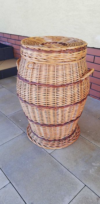 koszyk wiklinowy na bieliznę zabawki rattanowy pranie ubrania pojemnik