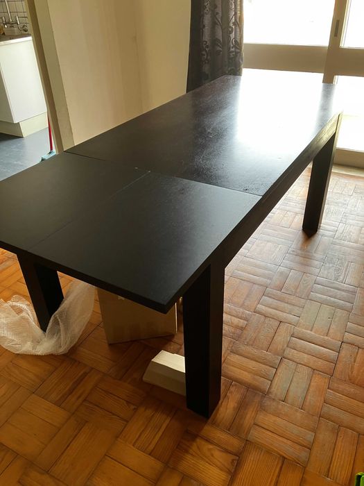 Mesa de jantar, madeira wengué, extensível, 160(220)x90