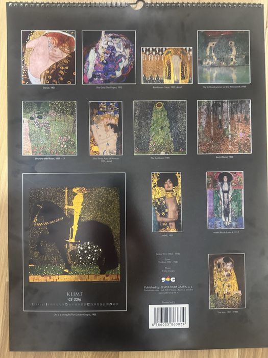 Kalendarz ścienny 2026 Gustav Klimt sztuka