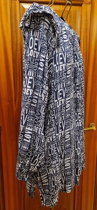 Koszula tunika   XXL plus size bluzka sukienka bawełna granatowa wzór wnapisy