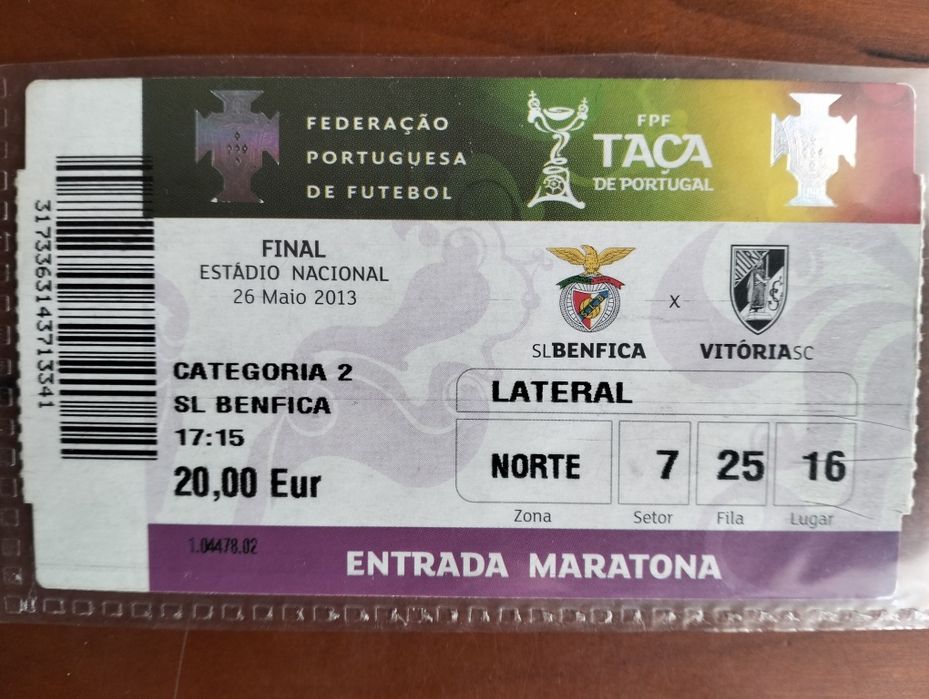 Bilhete Taça de Portugal 2013 Vitória de Guimarães x Benfica