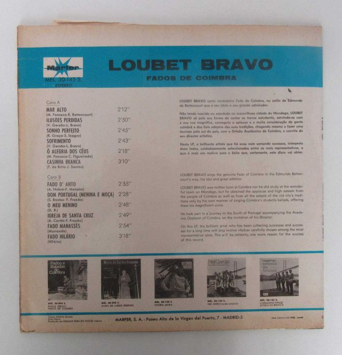 LOUBET BRAVO - Fados De Coimbra (LP)
