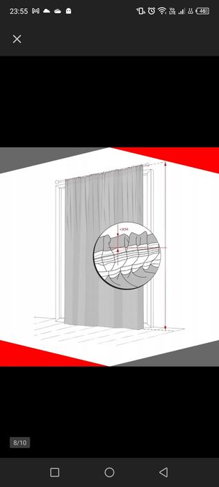 Zasłona Welur na Taśmie 130x270 CZERNY 2 szt.