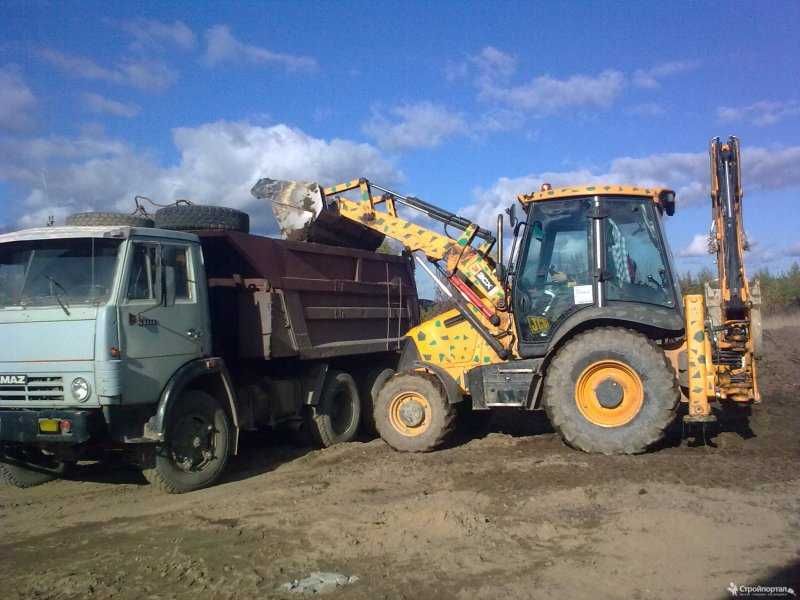 Вывоз строительного мусора, хлама, экскаватор, грузоперевозки, отсев