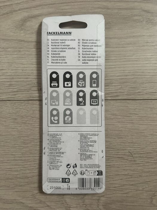 Znaczniki do kabli Fackelmann – 12 szt., kolorowe, nowe