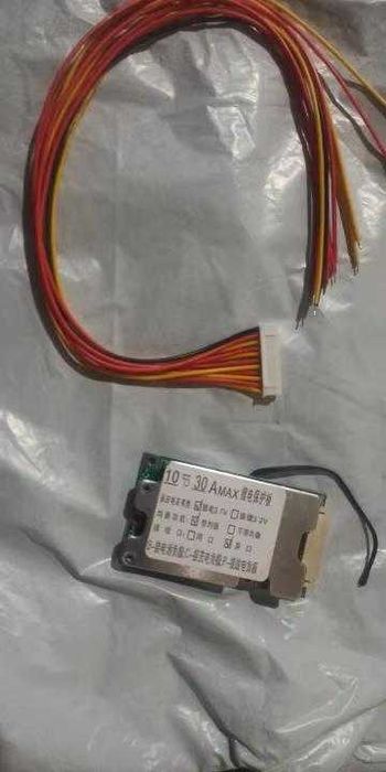 Плата BMS 10S 36V 30A для літій іонних акумуляторів з датчиком температури