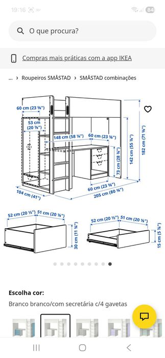 Beliche com roupeiro e secretária