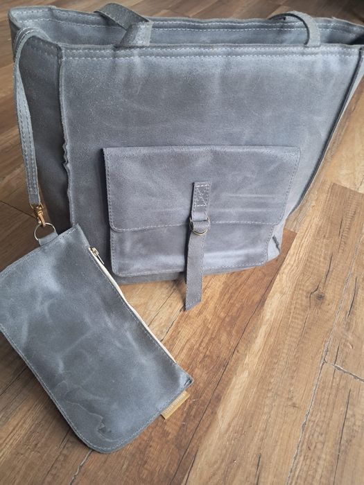 Torebka Zuzia Górska Perfect Vintage skórzana szara skóra shopper