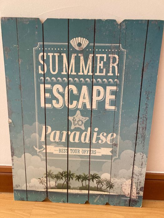 Placa praia em madeira