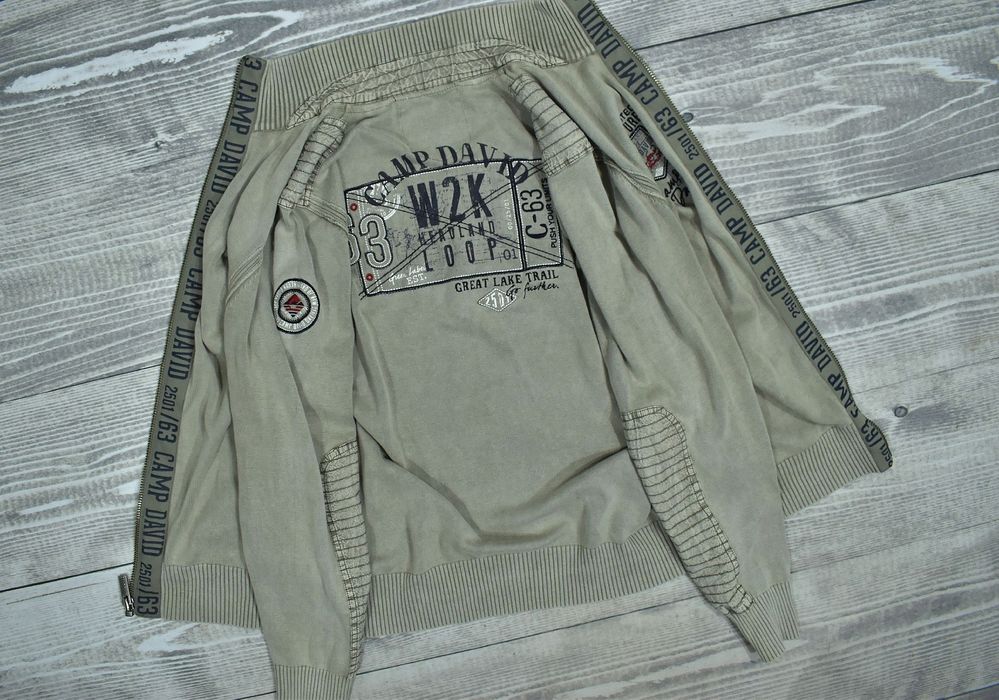 Camp David Bawełniany Rozpinany Sweter Męski Wash Effect M