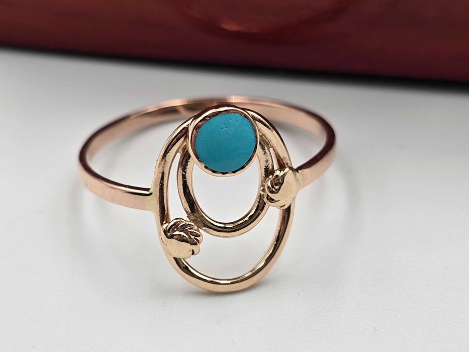 Złoty pierścionek pr. 583 Rosja turkus stary 14k |PLUS Lombard