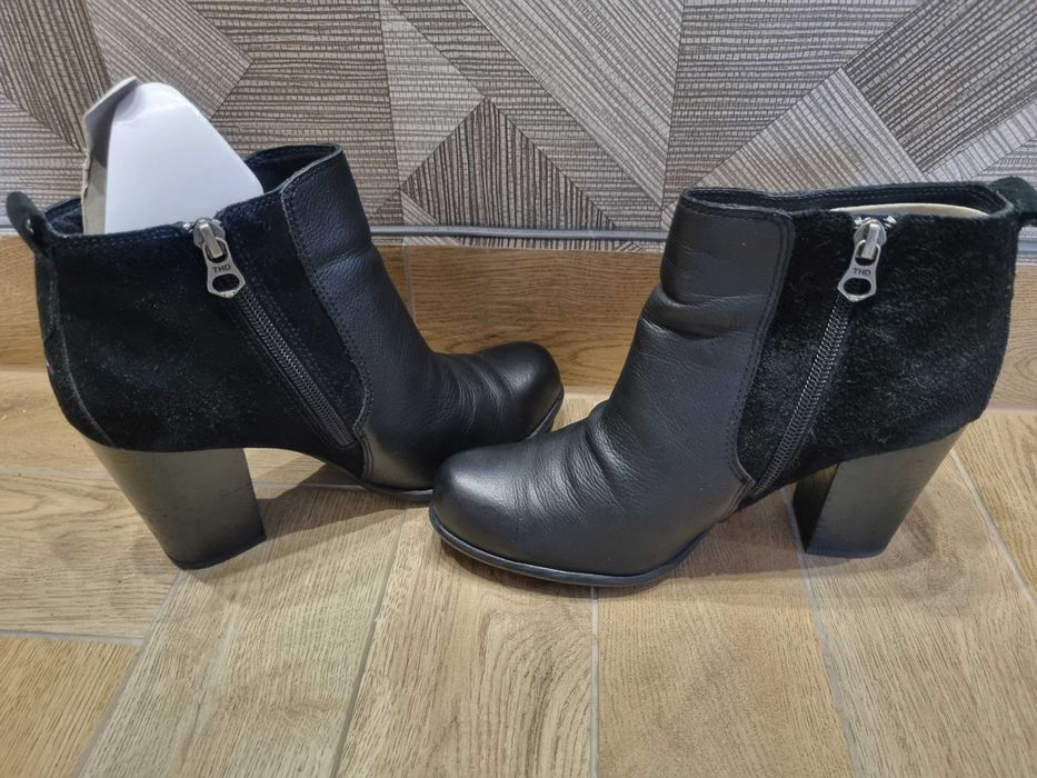 Botki Hilfiger Denim – skóra naturalna słupek 38