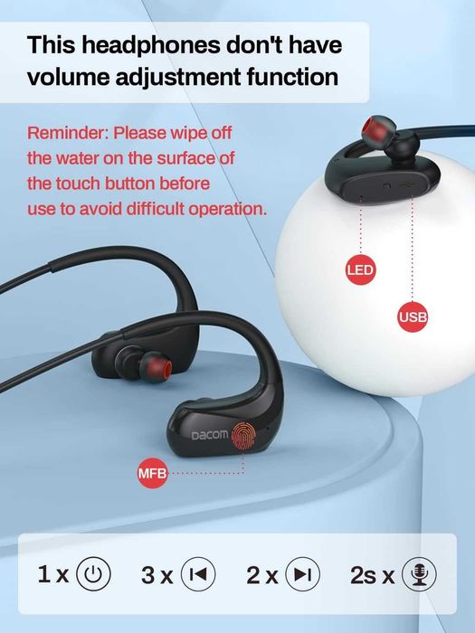 DACOM Sportowe słuchawki bluetooth z redukcją szumów