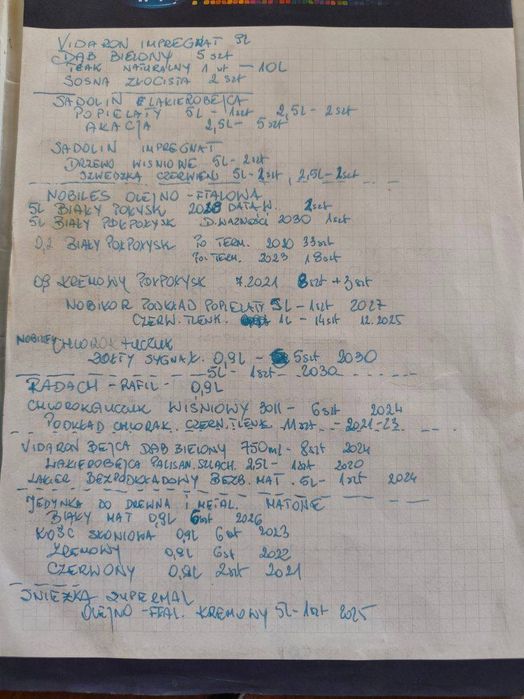 Vidaron bejca impregnat palisander dąb bezbarwny,paca fuga klej skroba