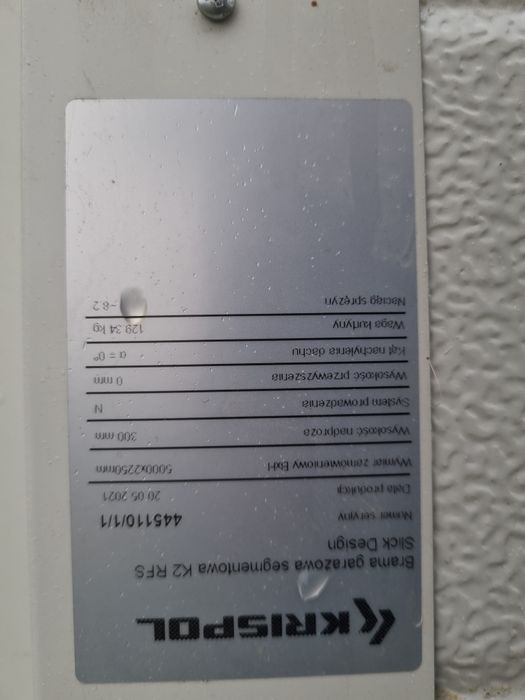 Brama garażowa 5x2.25 2021rok