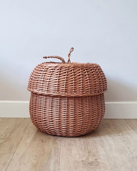 Kosz Jablko stojące duże wiklinowe naturalne handmade pojemnik