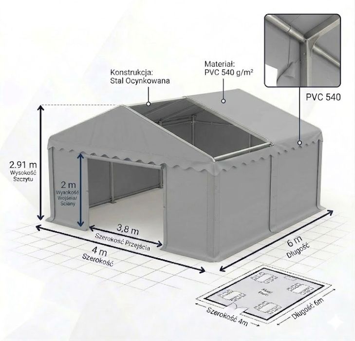 OSTATNIE SZTUKI - NOWE Namioty Magazynowe i Imprezowe | 3x4, 4x6, 5x10 | Od ręki