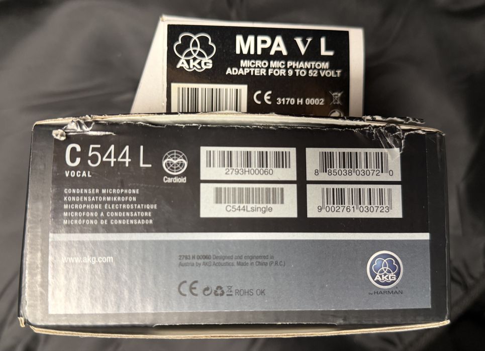 Microfone AKG C544L + Phantom Power Adapter (NOVOS)