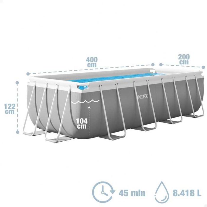Piscina INTEX Retangular 400x200x122 + Bomba + Escada