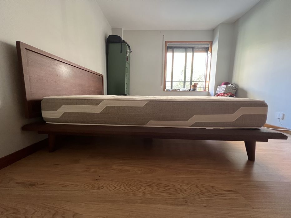 Cama de Casal em Madeira Sucupira + Colchão como Novo (Venda em Separado ou Conjunto)