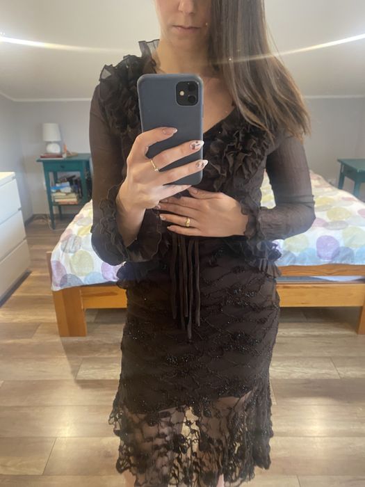 Sukienka wizytowa brązowa