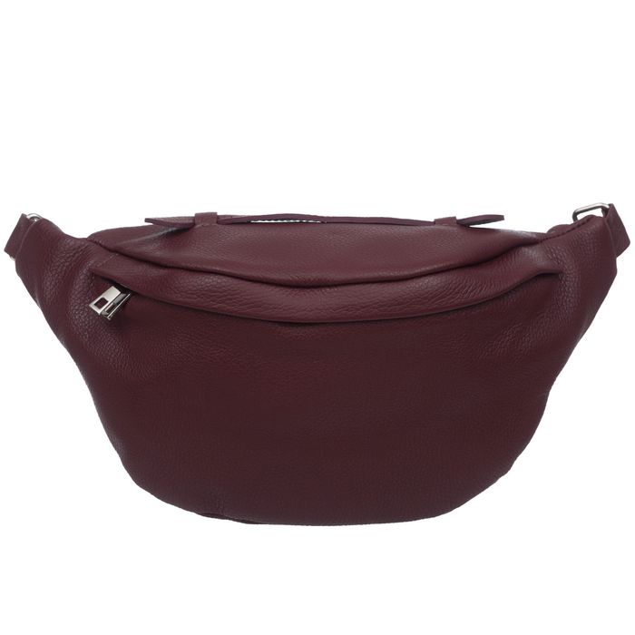 VERA PELLE nerka skórzana saszetka biodrówka z rączką V578 c.bordowa