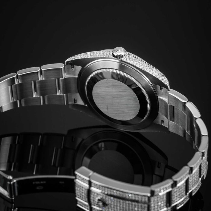 Zegarek Rolex Datejust 41 z diamentami full iced, niebieska tarcza
